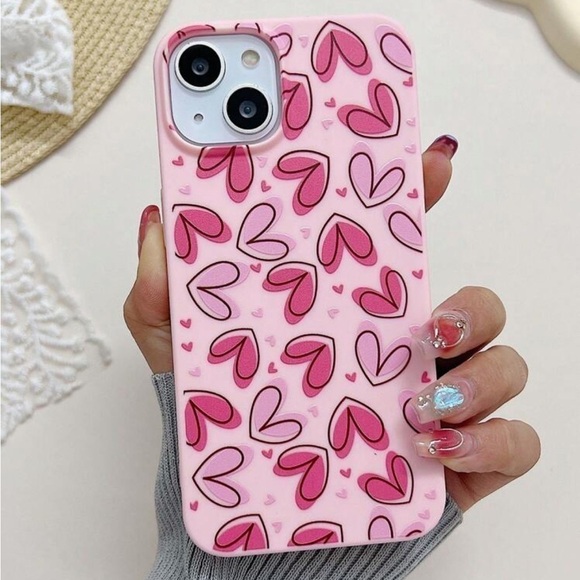 Accessories - ⚠️Clearance iPhone 15/Pro/Pro Max Pink Hearts Phone Case